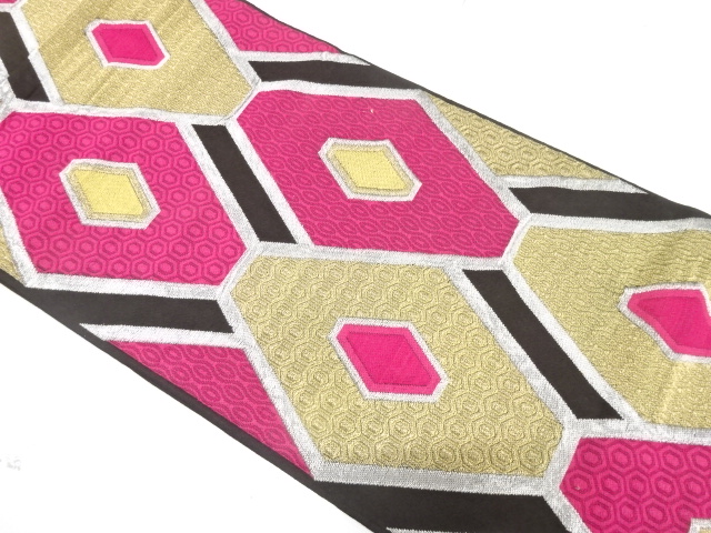 JAPANESE KIMONO / ANTIQUE FUKURO OBI / SILK / WOVEN KIKKO PATTERN